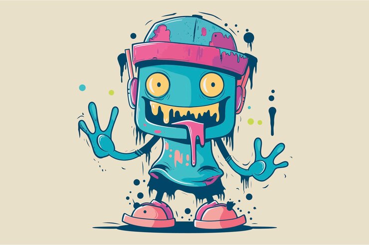 Ilustración del monstruo azul vectorial