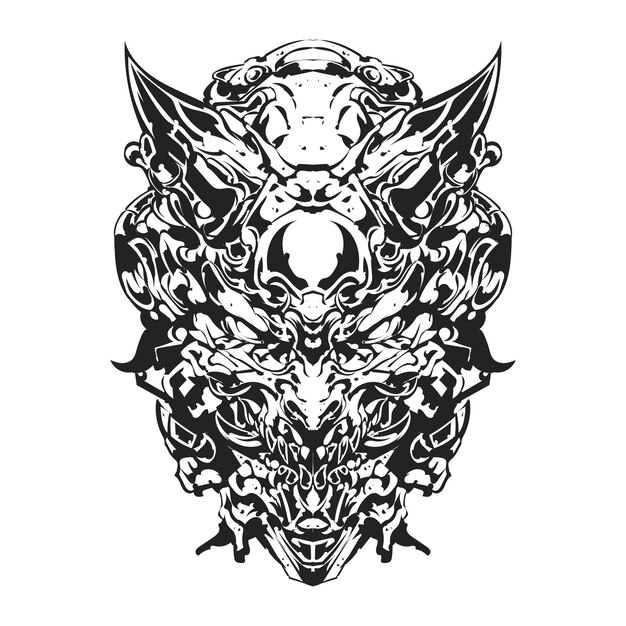 Ilustración monstruo en blanco y negro