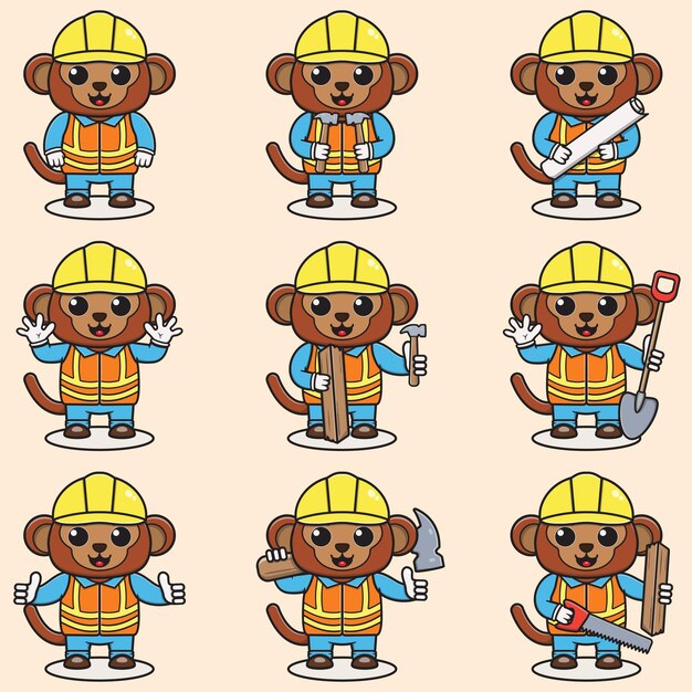 Ilustración de un monstruo constructor muy bonito