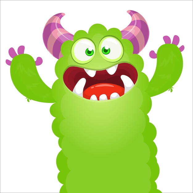 Ilustración de un monstruo sonriente de dibujos animados