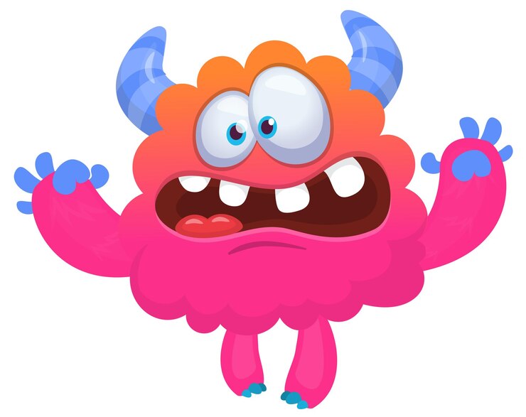 Vector ilustración de un monstruo sonriente de dibujos animados