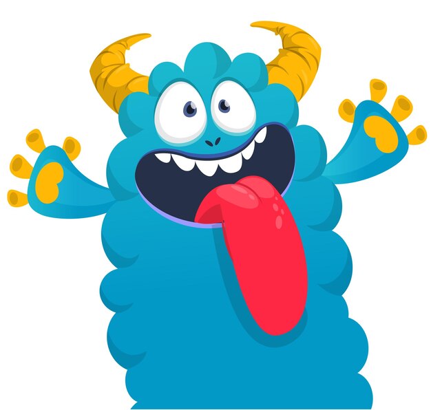 Ilustración de un monstruo sonriente de dibujos animados