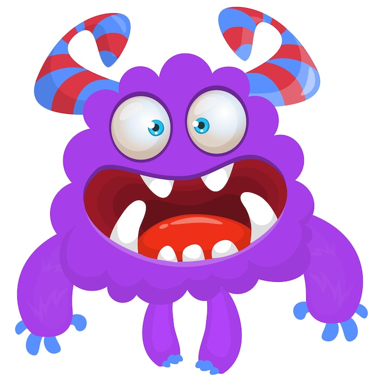 Vector ilustración de un monstruo sonriente de dibujos animados