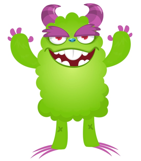 Ilustración de un monstruo sonriente de dibujos animados