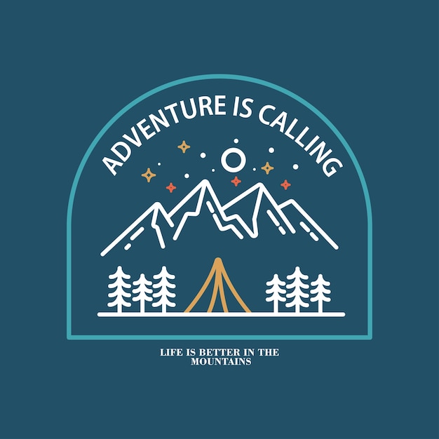 Ilustración de montaña aventura al aire libre gráfico vectorial para camiseta y otros usos