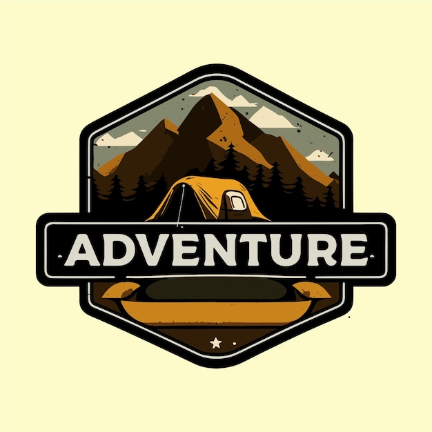 Ilustración de la montaña de aventura Diseño de la insignia del logotipo