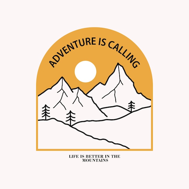 Ilustración de montaña y campamento aventura al aire libre gráfico vectorial para camisetas y otros usos