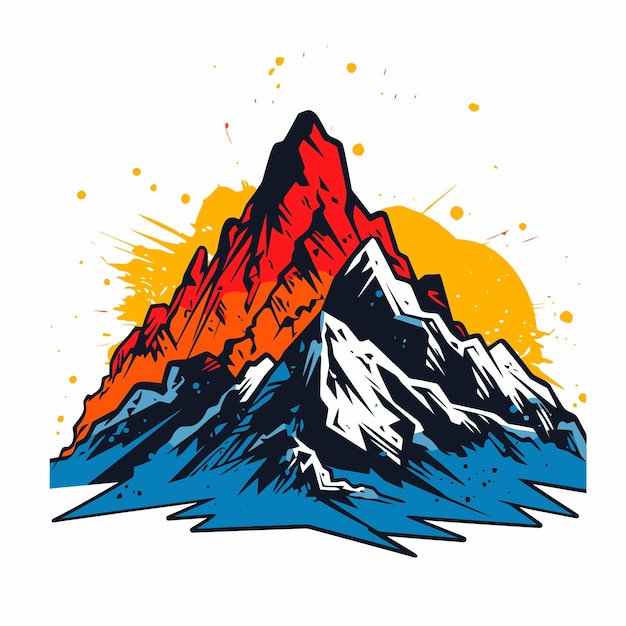 Vector ilustración de montaña con estilo pop art