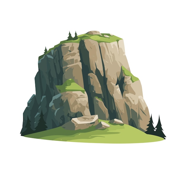 Vector ilustración, de, montaña, grande, roca