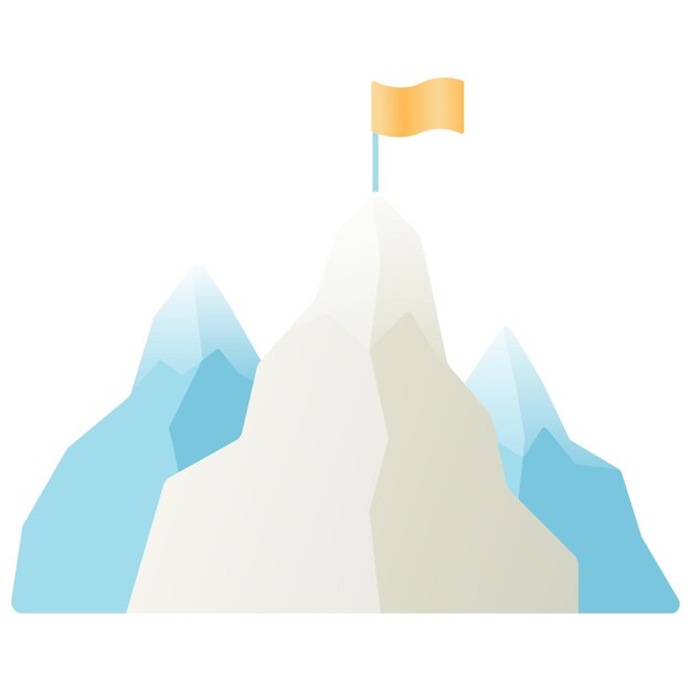 Ilustración de montañas con una bandera en la parte superior
