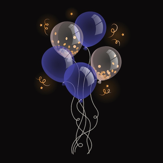 Vector ilustración de un montón de globos ilusteración de globos globos azules y blancos