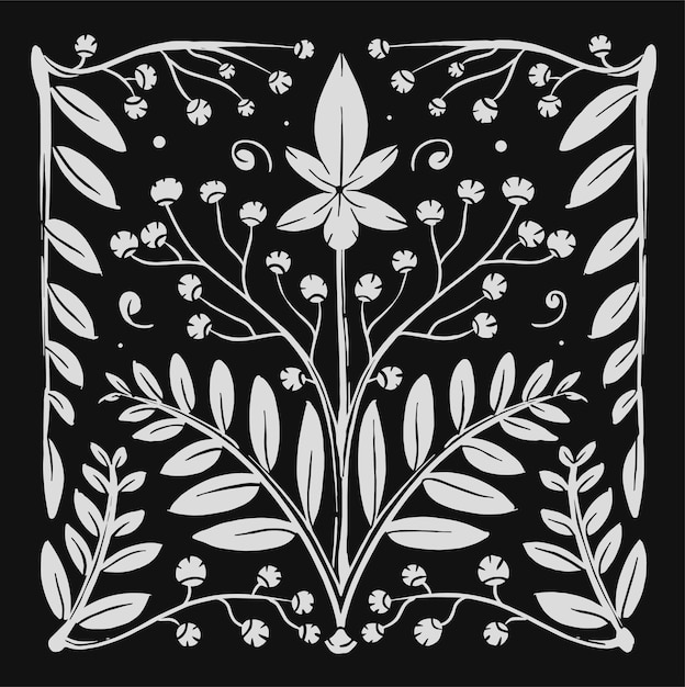 Vector ilustración de motivos de flores en blanco y negro