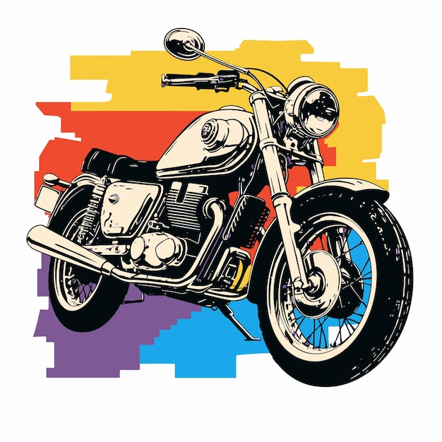 Vector ilustración de moto antigua con estilo pop art