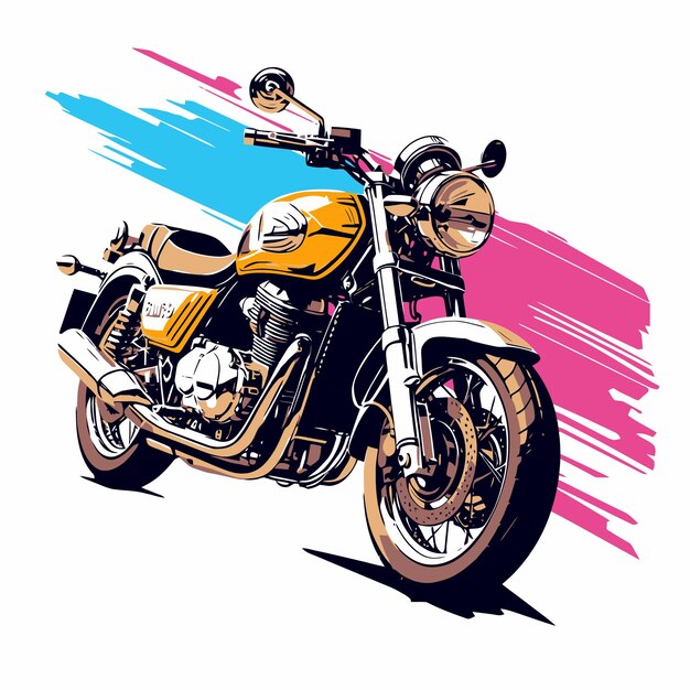 Ilustración de moto antigua con estilo pop art
