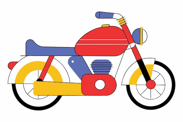 Ilustración de motocicleta antigua con arte de ilustración de estilo pop en fondo blanco