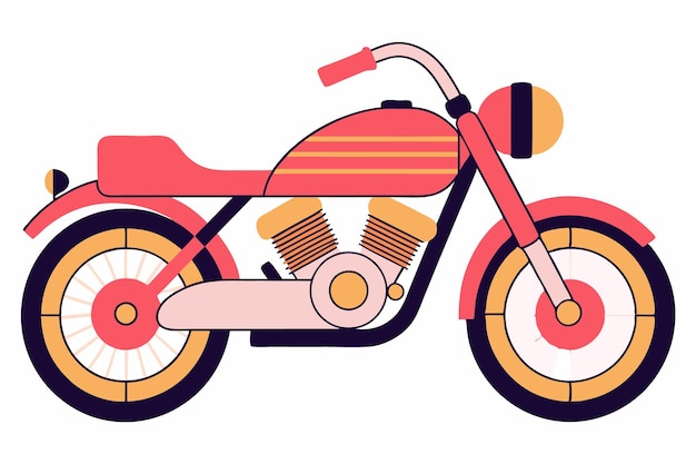 Ilustración de motocicleta antigua con arte de ilustración de estilo pop en fondo blanco