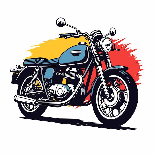 Ilustración de una motocicleta antigua con estilo pop art