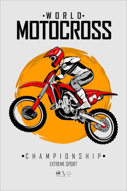 ILUSTRACIÓN DE MOTOCROSS CON FONDO GRIS