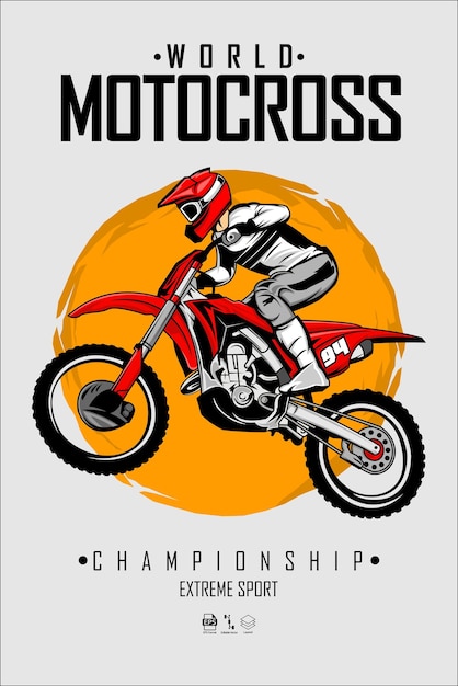 Ilustración de motocross con fondo gris