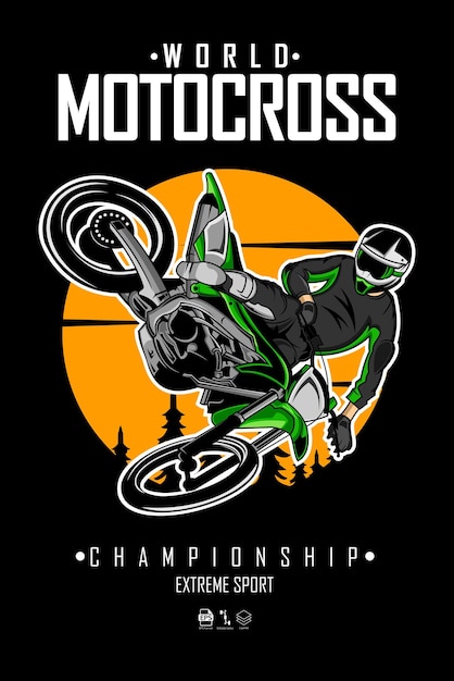 Ilustración de motocross con fondo negro