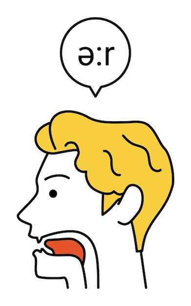 Vector ilustración del movimiento de la lengua en la pronunciación de la conversación en inglés