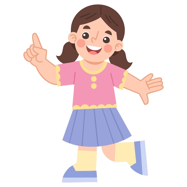 Ilustración de una muchacha juguetona con expresión alegre