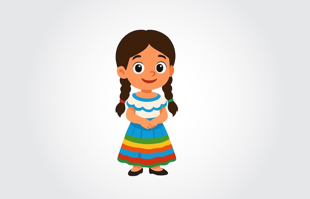 Ilustración de una muchacha mexicana con ropa tradicional