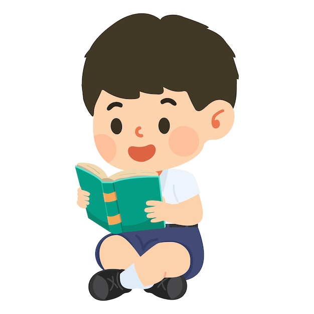 Ilustración de un muchacho leyendo un libro