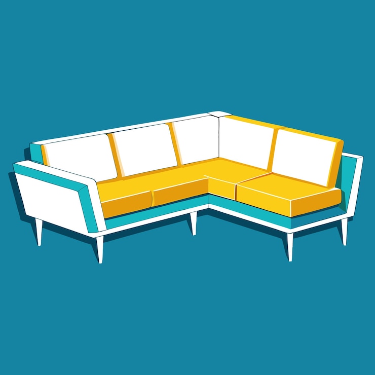 Vector ilustración de muebles para el hogar con silueta de sofá vectorial