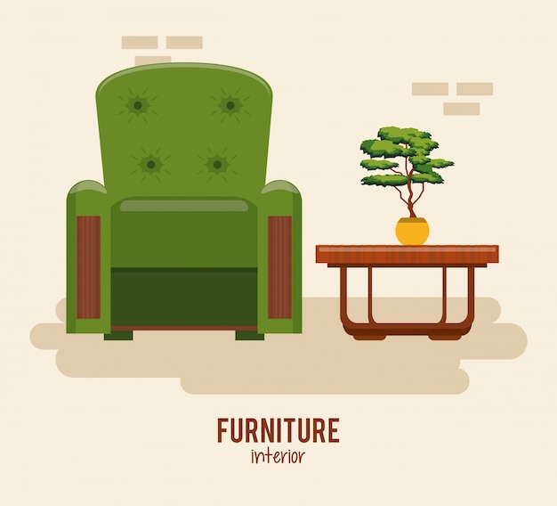 Vector ilustración de muebles para el hogar