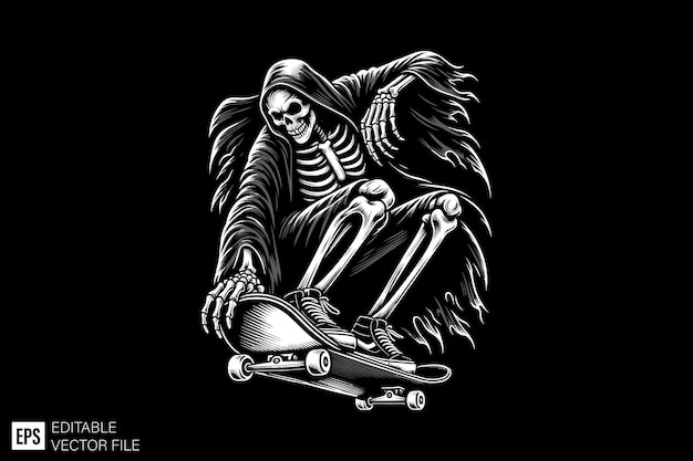 Ilustración de la muerte en blanco y negro diseño vectorial