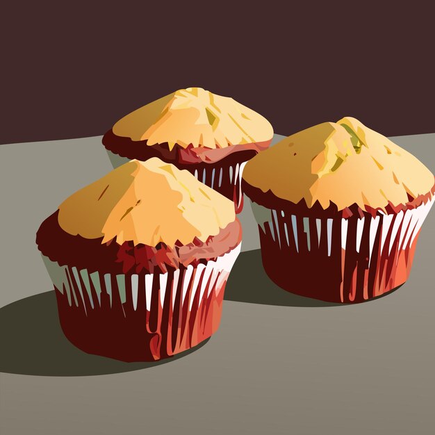 Ilustración de muffins Muffins arte vectorial pastel de muffin en 3D Arte vectorial de pastel ilustración gratuita de pastel
