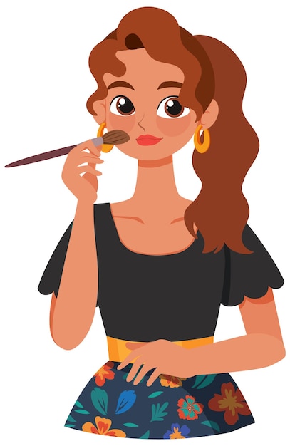 Ilustración de una mujer aplicando maquillaje