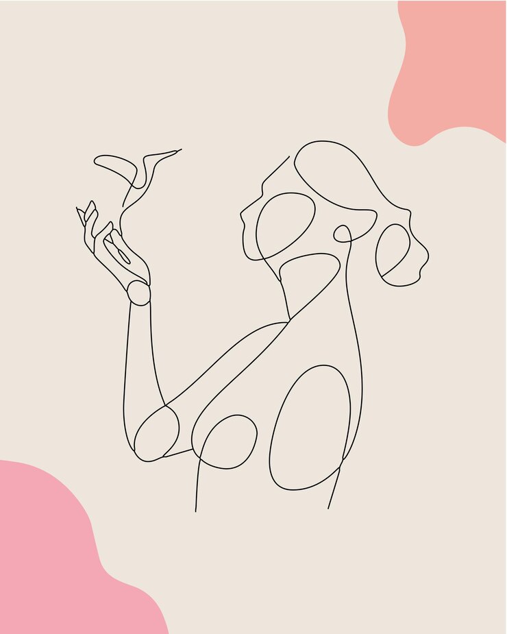 Una ilustración de mujer de arte rayado