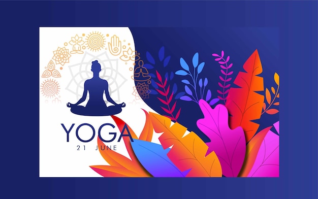 Ilustración de mujer para el banner web del día internacional del yoga eps10 vector