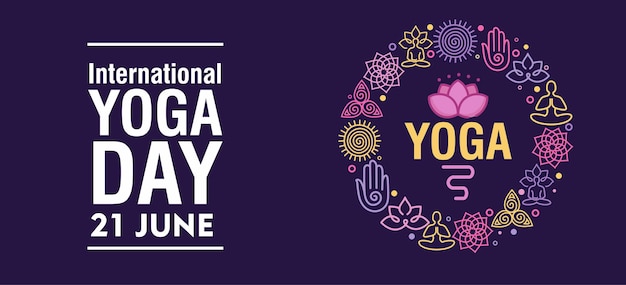 ilustración de mujer para el banner web del día internacional del yoga EPS10 vector