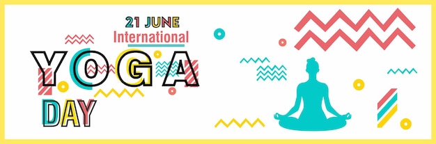 ilustración de mujer para el banner web del día internacional del yoga EPS10 vector