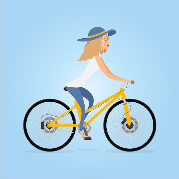 Ilustración de una mujer en bicicleta