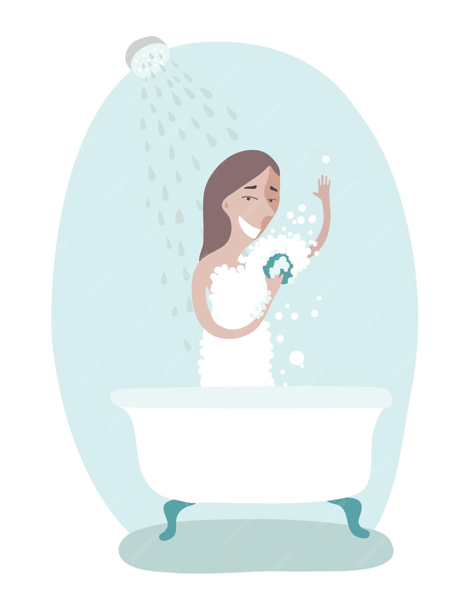 Estereotipo Despertar Sinis Ilustración de mujer cuidando la higiene personal. tomando una ducha | Vector Premium Estereotipo Despertar Sinis Ilustración de mujer cuidando la higiene personal. tomando una ducha | Vector Premium