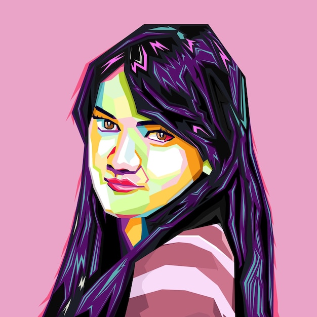 Vector ilustración de mujer de estilo de arte wpap