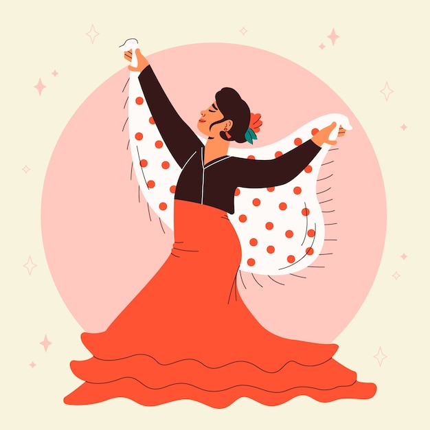 Ilustración de mujer flamenca de diseño plano