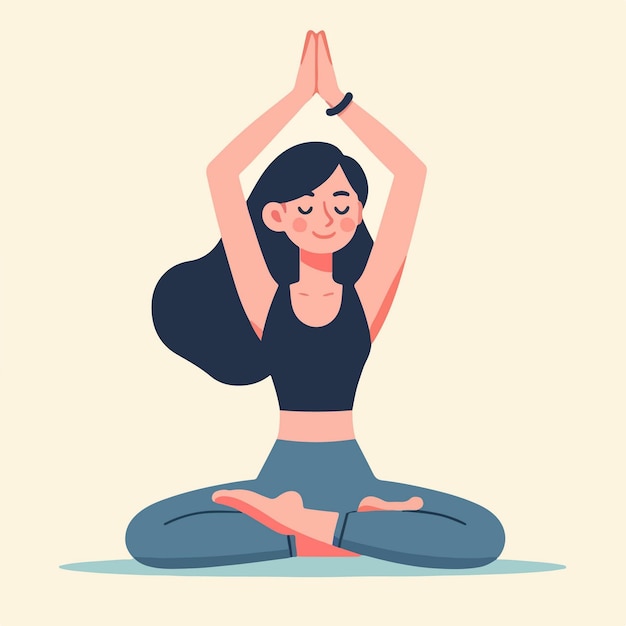 Ilustración de una mujer haciendo yoga en la posición de parvatasana