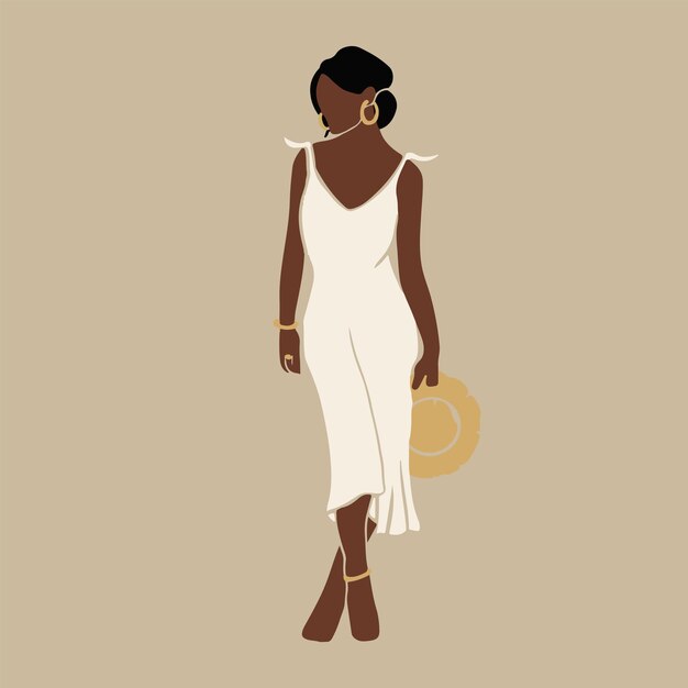Ilustración de mujer hermosa en estilo de arte boho Fondo de moda moderna