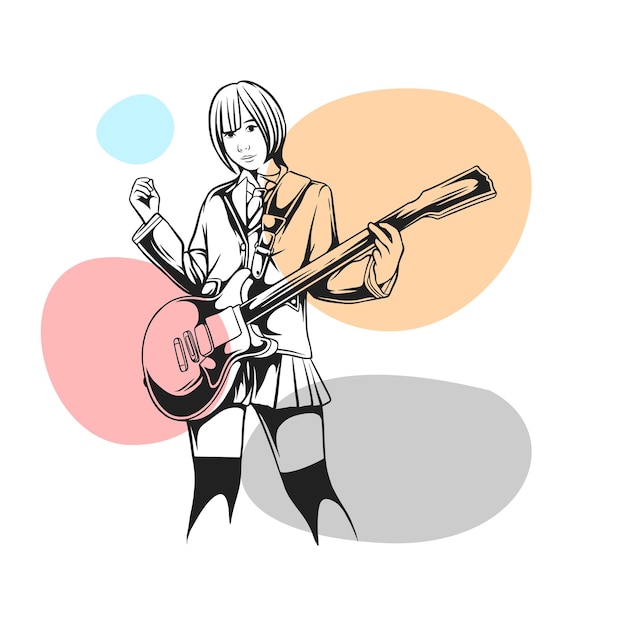 Ilustración de mujer hermosa tocando la guitarra