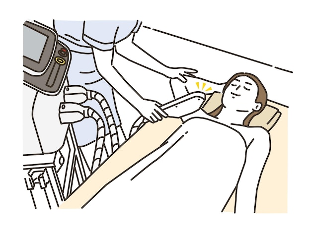 Ilustración de una mujer joven que se somete a un tratamiento de depilación de las axilas