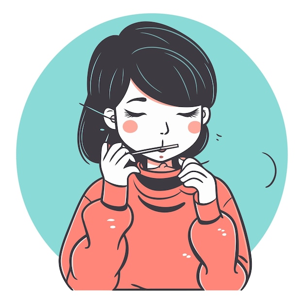 Vector ilustración de una mujer joven que sufre de dolor de dientes