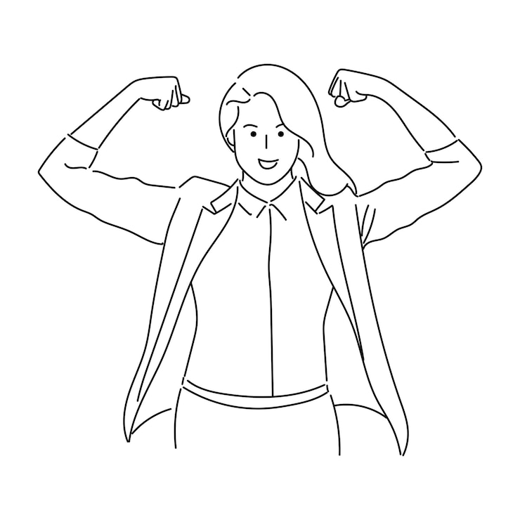Vector ilustración de una mujer de negocios o una persona profesional que trabaja en un vector de arte lineal
