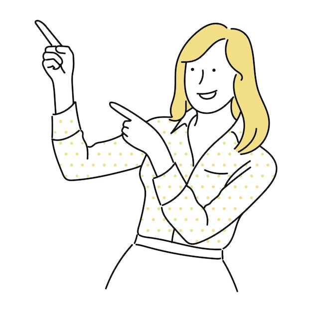 Ilustración de una mujer de negocios o una persona profesional que trabaja en un vector de arte lineal