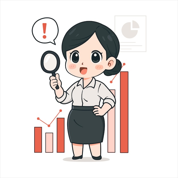 Ilustración de una mujer de negocios que presenta el crecimiento de su negocio