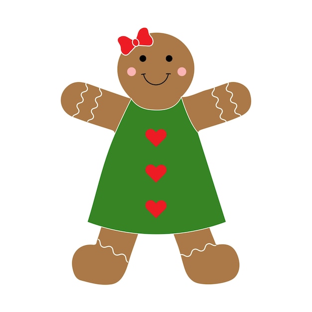 Vector ilustración de mujer de pan de jengibre de navidad